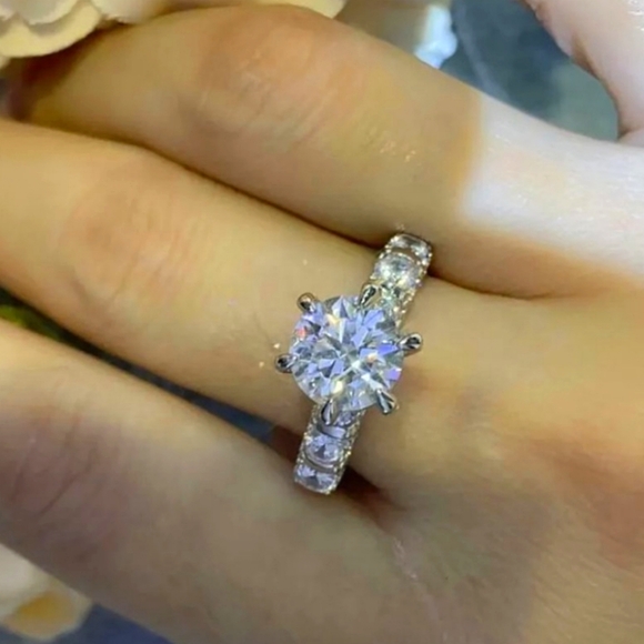 Certified 3ct. Moissanite Diamond Luxurious Engagement Ring - ** NIB ** - Picture 6 of 14